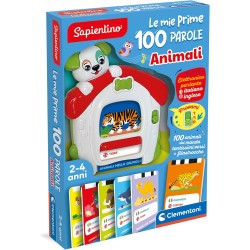 Clementoni Sapientino - Le Mie Prime 100 Parole Animali, Gioco Educativo Elettronico, Bambini 2-4 Anni, 50 Carte Double-Face in
