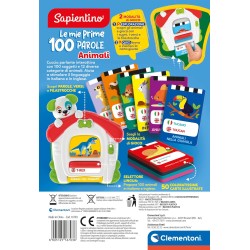 Clementoni Sapientino - Le Mie Prime 100 Parole Animali, Gioco Educativo Elettronico, Bambini 2-4 Anni, 50 Carte Double-Face in