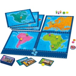 Clementoni Board Games - Guess the Place, Gioco da Tavolo di Geografia, Sfida nel Mondo con 180 Luoghi da Individuare, 2-4 Gioc