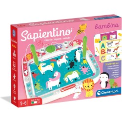 Clementoni Sapientino - Bambina, Gioco Educativo Bambini 3-6 Anni, Banchetto Elettronico con Penne Spinotti e 16 Schede con 32 