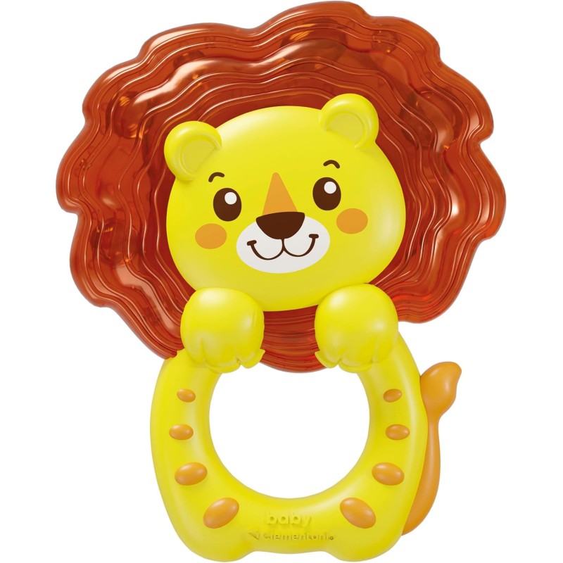 Clementoni Baby - Happy Lion Cooling Teether, Dentaruolo Refrigerato per Neonati 3+ Mesi, Texture e Colori Diversi Esperienza M
