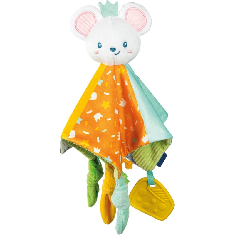 Clementoni Baby - Soft Cuddles Mouse Comforter, Dou Dou Morbido per Neonati 0+ Mesi, Personalizzabile con Nome, Stimolazione Se