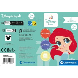 Clementoni Disney Baby - Princess Feature Plush Ariel, Bambola Peluche da Viaggio Neonati 0+ Anni, Stimolazione Sensoriale con 
