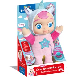 Clementoni Baby - Cocò Coccolami Un po , Bambola Interattiva Peluche 10+ Mesi, Bambolotto Parlante Educativo con Ciuccio e Cont