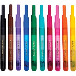 CRAYOLA Clicks – 10 Pennarelli Lavabili Retrattili Senza Cappuccio, Punta Conica 2 in 1 per Tratti Sottili e Spessi, per Scuola