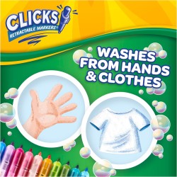 CRAYOLA Clicks – 10 Pennarelli Lavabili Retrattili Senza Cappuccio, Punta Conica 2 in 1 per Tratti Sottili e Spessi, per Scuola