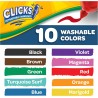 CRAYOLA Clicks – 10 Pennarelli Lavabili Retrattili Senza Cappuccio, Punta Conica 2 in 1 per Tratti Sottili e Spessi, per Scuola