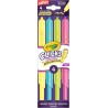 CRAYOLA Clicks – 4 Evidenziatori Lavabili Retrattili Senza Cappuccio, Colori Neon ad Alta Visibilità, Punta Multi-Tratto, per S