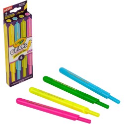 CRAYOLA Clicks – 4 Evidenziatori Lavabili Retrattili Senza Cappuccio, Colori Neon ad Alta Visibilità, Punta Multi-Tratto, per S