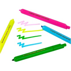 CRAYOLA Clicks – 4 Evidenziatori Lavabili Retrattili Senza Cappuccio, Colori Neon ad Alta Visibilità, Punta Multi-Tratto, per S