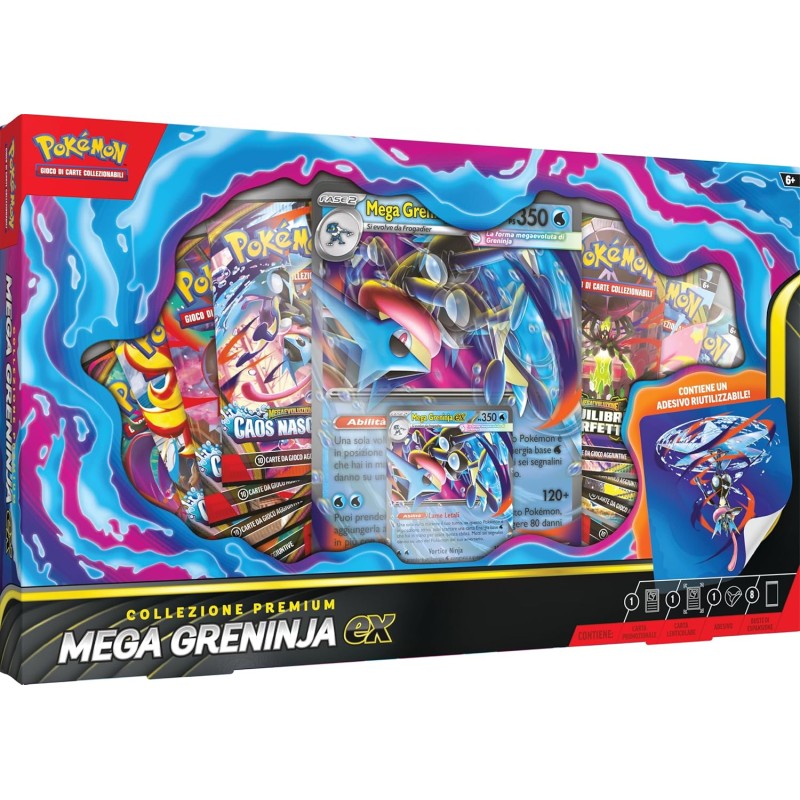Pokémon: collezione premium Mega Greninja-ex del GCC Pokémon (1 carta promozionale olografica, 1 carta lenticolare gigante e 8 