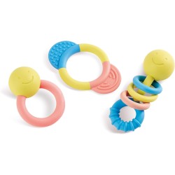 Hape - Collezione Sonagli e Massaggiagengive 0+ | Set morbido dentizione neonati in riso giapponese ecologico e atossico