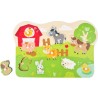 Hape Puzzle in legno da fattoria, puzzle in legno con manopole per bambini, giocattolo educativo tutto intorno alla fattoria, g