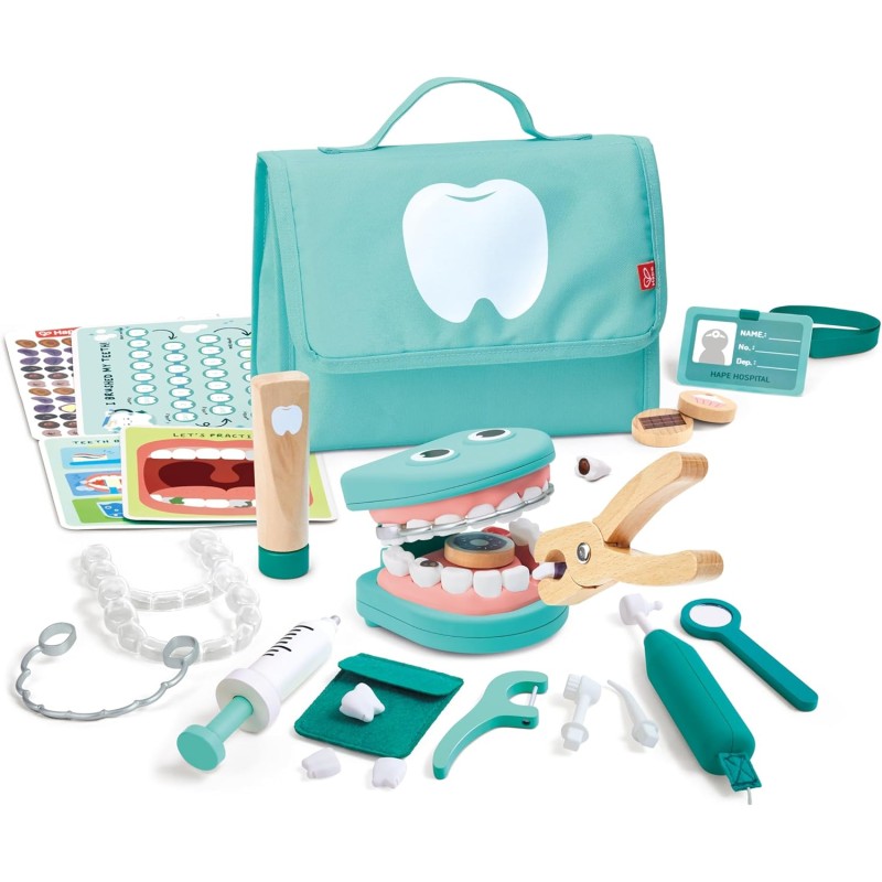 Hape Kit Dentista, Set da Gioco di Ruolo per Bambini, Gioco educativo con Strumenti realistici