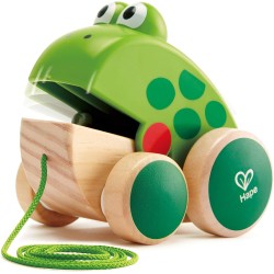 Hape Rana da tirare | In legno e ABS | Ranocchia che apre e chiude la bocca