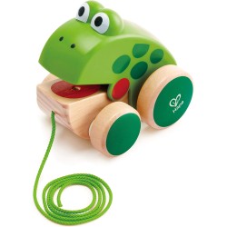 Hape Rana da tirare | In legno e ABS | Ranocchia che apre e chiude la bocca