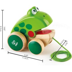 Hape Rana da tirare | In legno e ABS | Ranocchia che apre e chiude la bocca