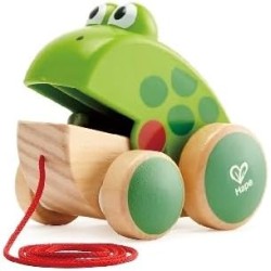 Hape Rana da tirare | In legno e ABS | Ranocchia che apre e chiude la bocca