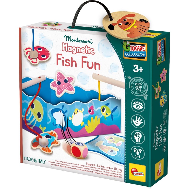 Lisciani Giochi - Montessori Wood Magnetic fish fun 98354
