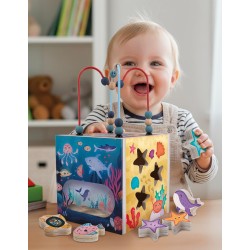 Lisciani Giochi - Montessori Legno Sensory Cube The Ocean, 117819