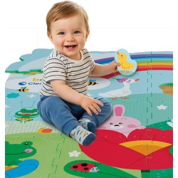 Clementoni Baby Animal Families Eva Mat Tappeto Puzzle per Bambini 0 Mesi+, Tappeto Gioco Morbido 120x120 cm in Schiuma con 6 F