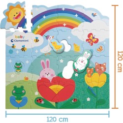 Clementoni Baby Animal Families Eva Mat Tappeto Puzzle per Bambini 0 Mesi+, Tappeto Gioco Morbido 120x120 cm in Schiuma con 6 F