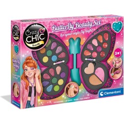 Clementoni Crazy Chic - Butterfly Beauty Set Trousse Trucchi, Cofanetto Make-Up Bambini 6+ Anni, Palette a Forma di Farfalla co