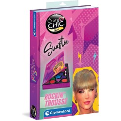 Clementoni Crazy Chic - TS Rock N Makeup Palette, Kit Trucchi Bambina con Ombretti, Lucidalabbra e Applicatori Premium, età 6+,