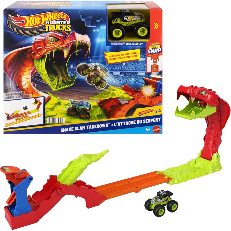 Hot Wheels Monster Trucks Snake Slam Takedown e Bone Shaker Esclusivo
