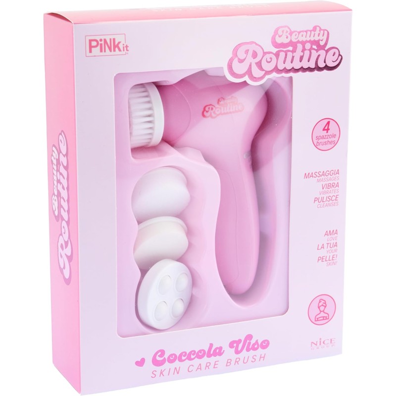 Beauty Routine - Coccola Viso Skin Care Brush, 1 Spazzola per Massaggio Viso con 4 Testine