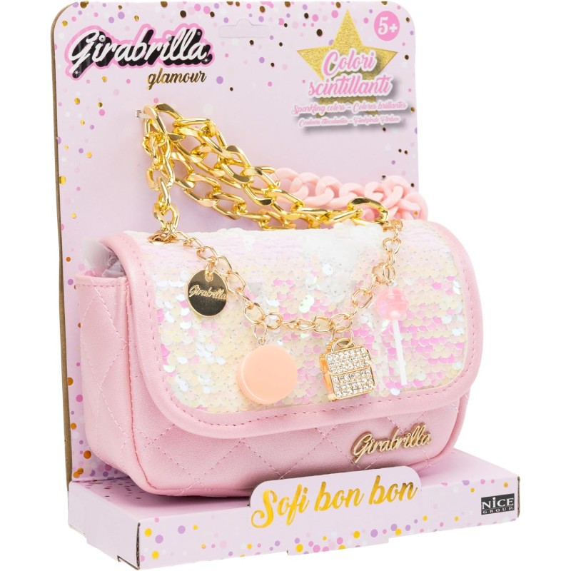Girabrilla Glamour - Borsetta Sofi Bon Bon con Paillettes Reversibili, Tracolla e Charms