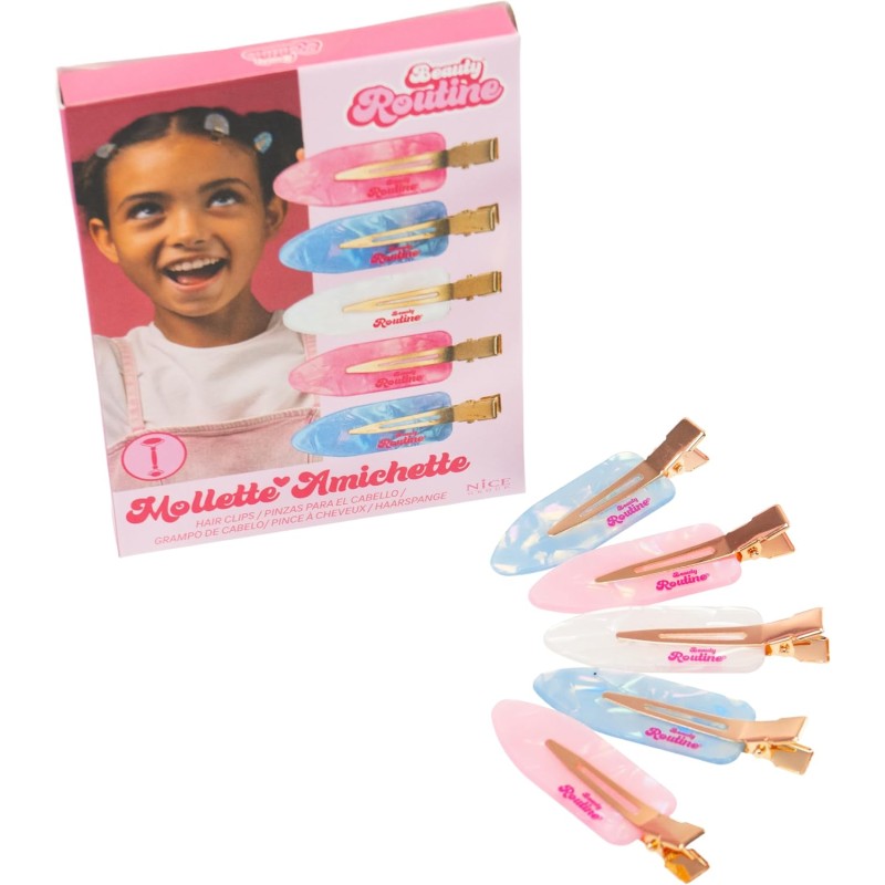Beauty Routine - Mollette Amichette, Set di Mollette Perlescenti in 3 Colori