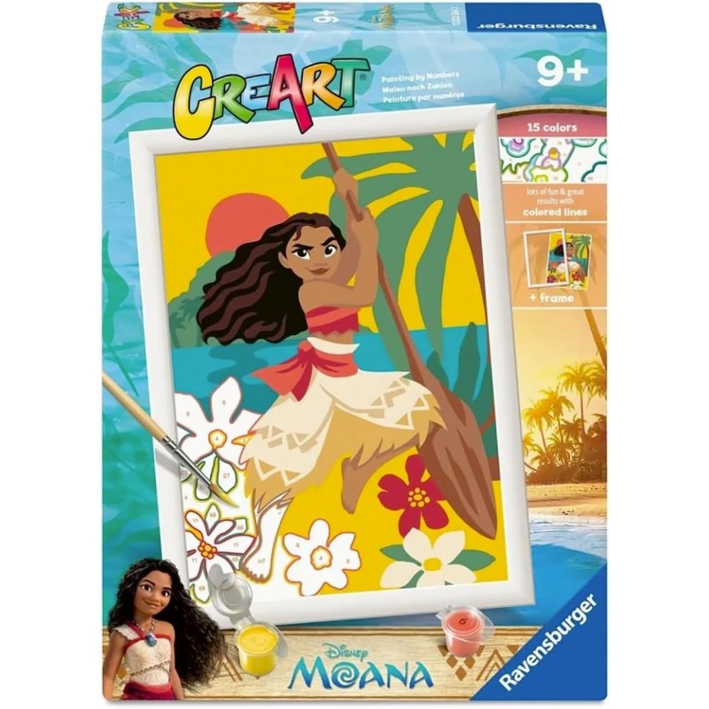Ravensburger - CreArt Serie D - Vaiana | Kit Pittura Bambini | Dimensione Di 25 x 18,30 | Giochi Bambina 9 Anni | Paint By Numb