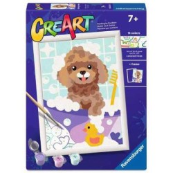 Ravensburger - CreArt: Barboncino tra le bolle, Dipingere con i Numeri per Bambini 9+ Anni, Kit Pittura con Pennello e Colori I