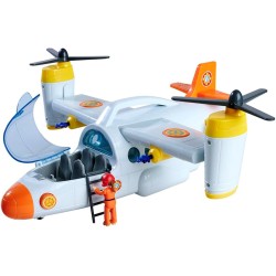 Simba - Sam il pompiere aereo di soccorso cm 42, con funzione lanciatore, con luci e suoni, verricello, portellone - 1092526150