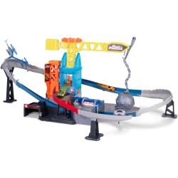 Dickie - Fast & Furious Wrecking Crash Course, Pista Motorizzata con Luci e Suoni, Gru con Palla Demolitrice, 2 Auto Die-Cast I