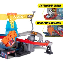 Dickie - Fast & Furious Wrecking Crash Course, Pista Motorizzata con Luci e Suoni, Gru con Palla Demolitrice, 2 Auto Die-Cast I