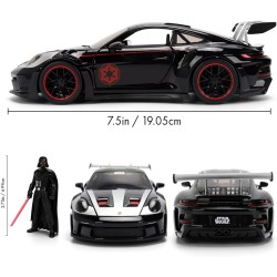 Jada Toys - Star Wars Porsche 911 GT3 RS 1:24 con Personaggio, Modellino Die-Cast Premium, Auto Collezione Film Star Wars, +3 A