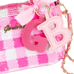 Girabrilla Glamour - Borsetta Vichy Vibes con Paillettes Reversibili, Maniglia con Perle, Tracolla e Charms GB