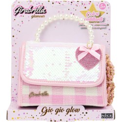 Girabrilla Glamour - Borsetta Gio Gio Glow con Paillettes Reversibili, Maglia con Perle, Tracolla e Charms Cuore