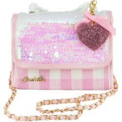 Girabrilla Glamour - Borsetta Gio Gio Glow con Paillettes Reversibili, Maglia con Perle, Tracolla e Charms Cuore