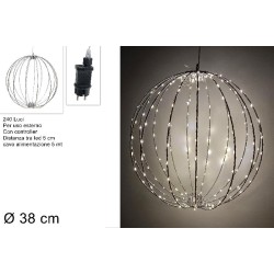 Appendino Palla Luminosa 38 bm – 240 Led Bianco Caldo con Gioco di Luci