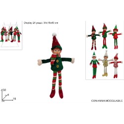 Appendino Elfo 30 cm Modellabile in Metallo, 6 Assortimenti, 1 pezzo