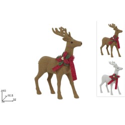 Renna decorativa da 45 cm con fiocco, 2 colori assortiti, 1 pezzo